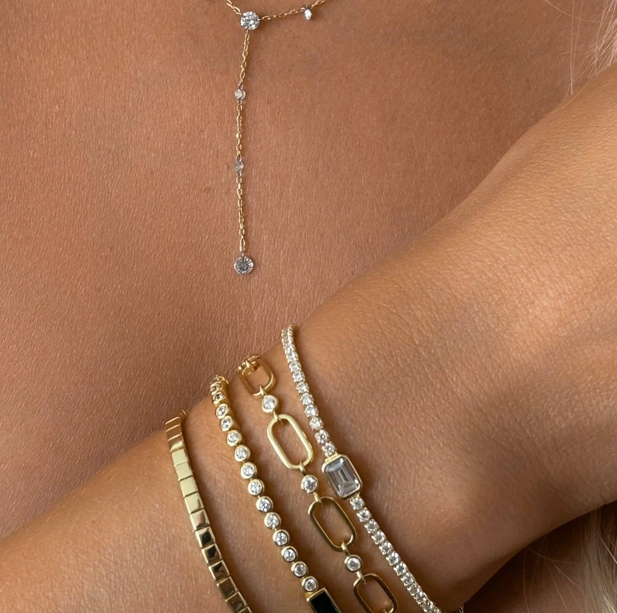 Emerald Cut Bezel Tennis Bracelet