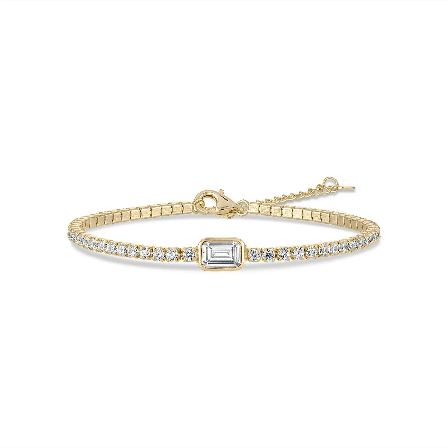 Emerald Cut Bezel Tennis Bracelet