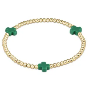Enewton - Signature Cross Gold 3mm Bead Bracelet - Emerald