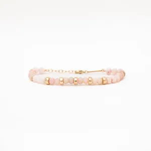 Faceted Pink Opal Rondelle Bead Bracelet