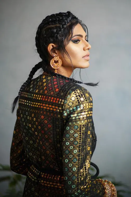 FARIA Black Geo Jacquard Indian Blazer