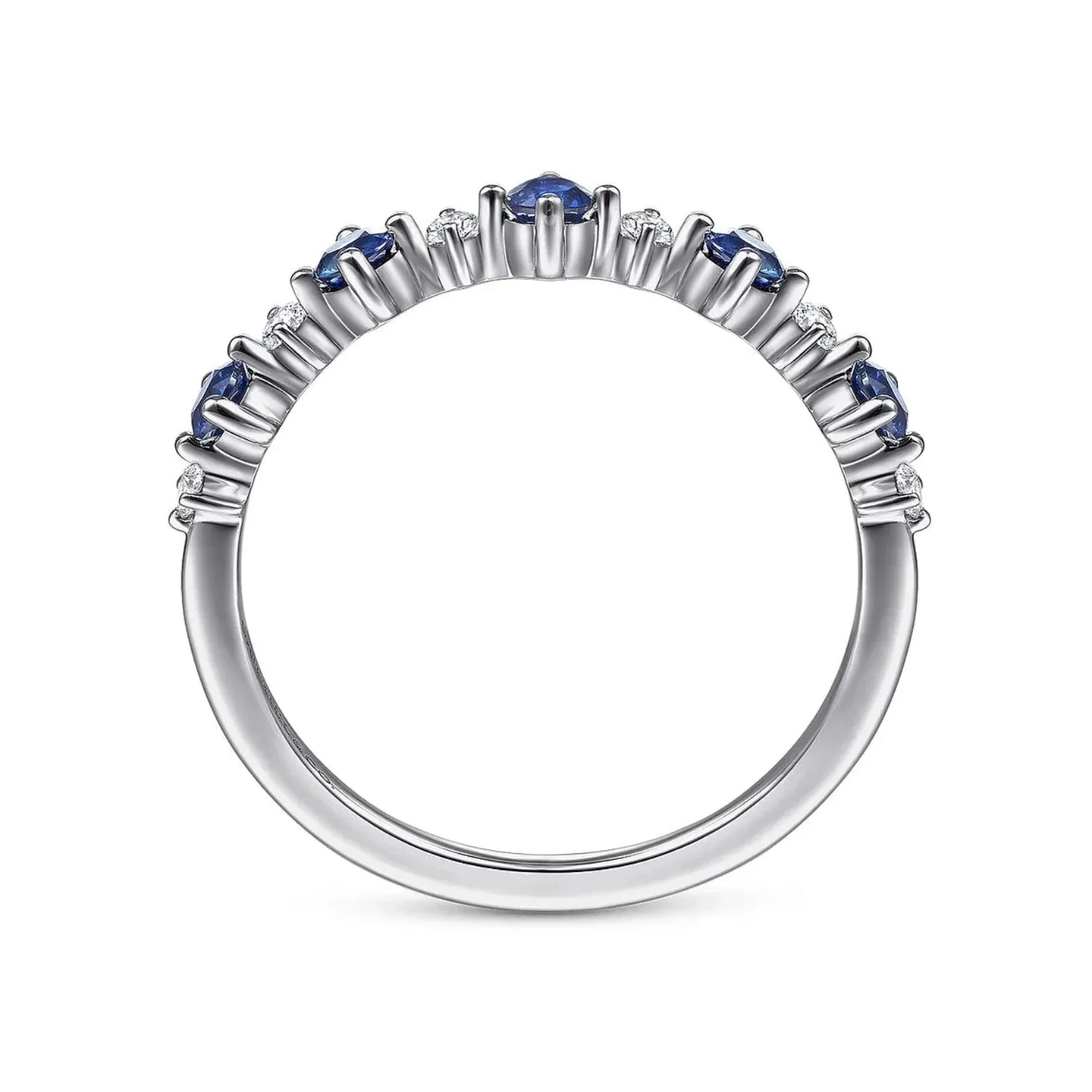 Gabriel & Co. Blue Sapphire & Diamond Five Stone Band