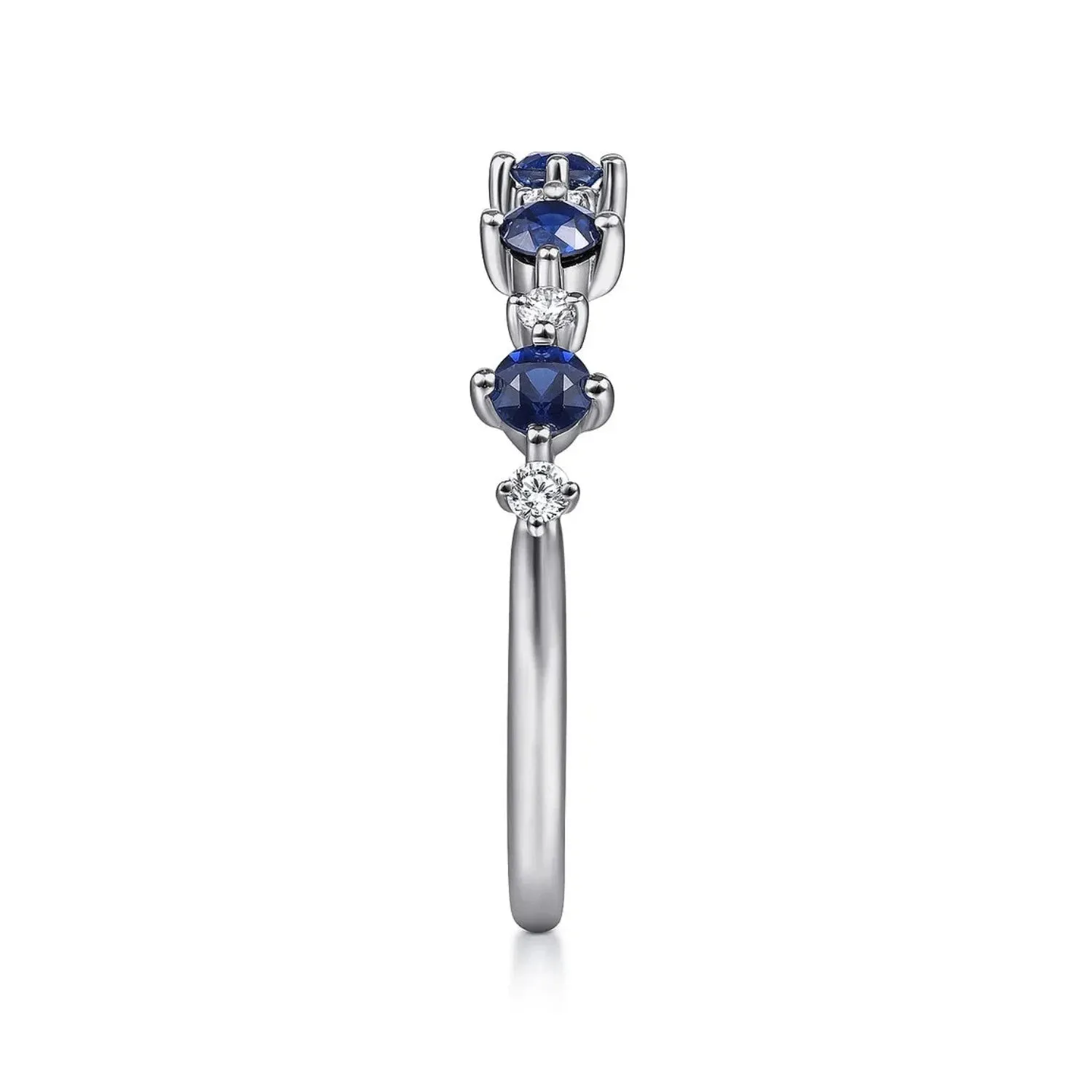 Gabriel & Co. Blue Sapphire & Diamond Five Stone Band