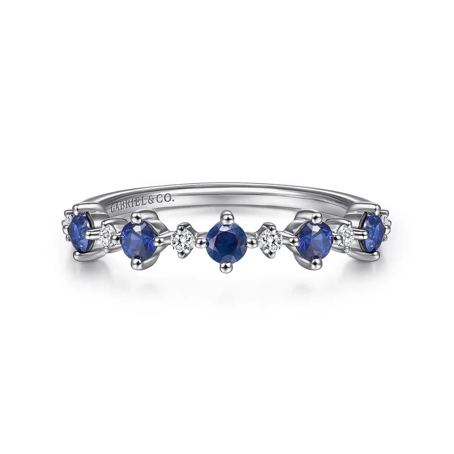 Gabriel & Co. Blue Sapphire & Diamond Five Stone Band
