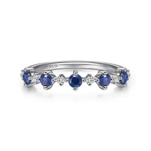 Gabriel & Co. Blue Sapphire & Diamond Five Stone Band