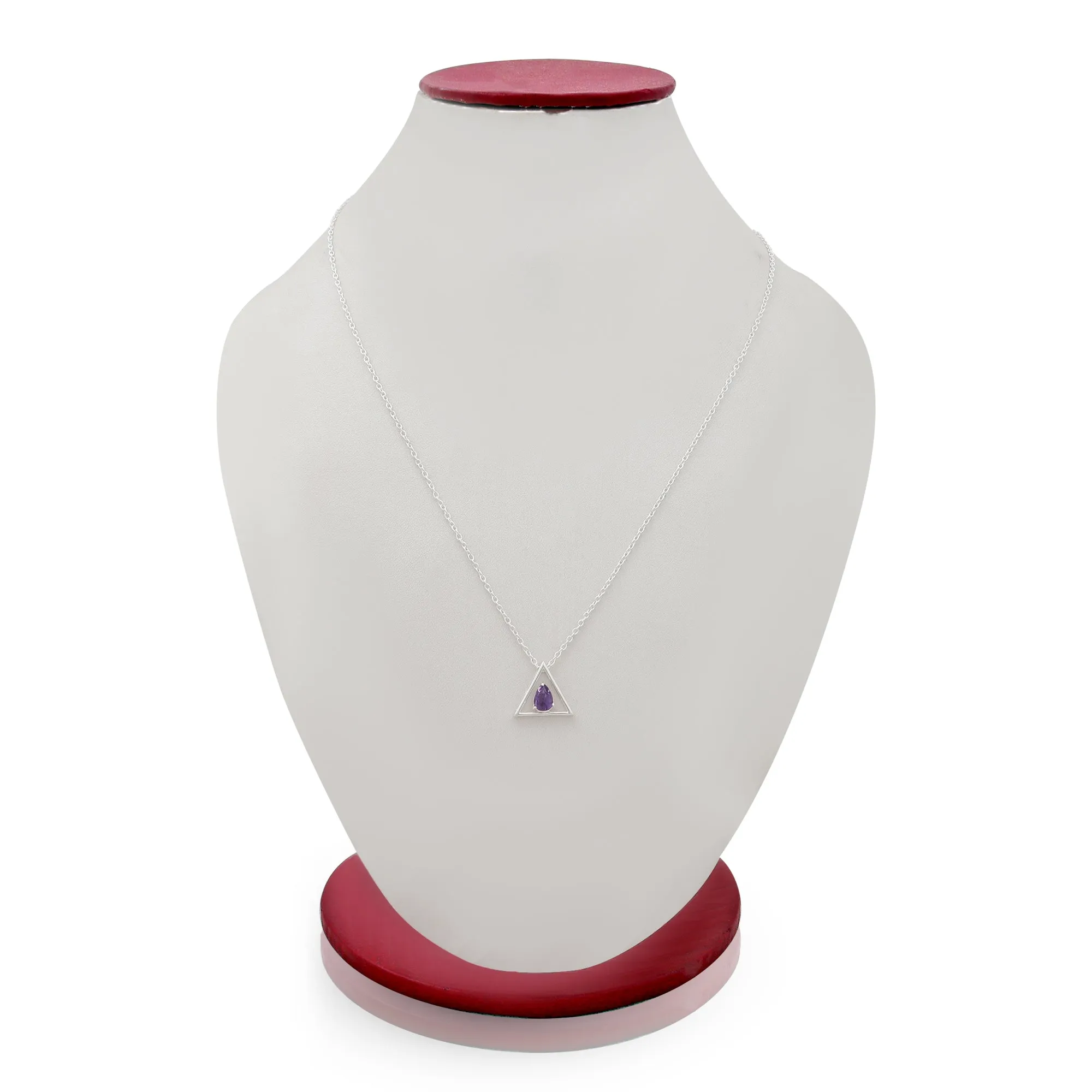 Garnet Silver Minimalist Necklace