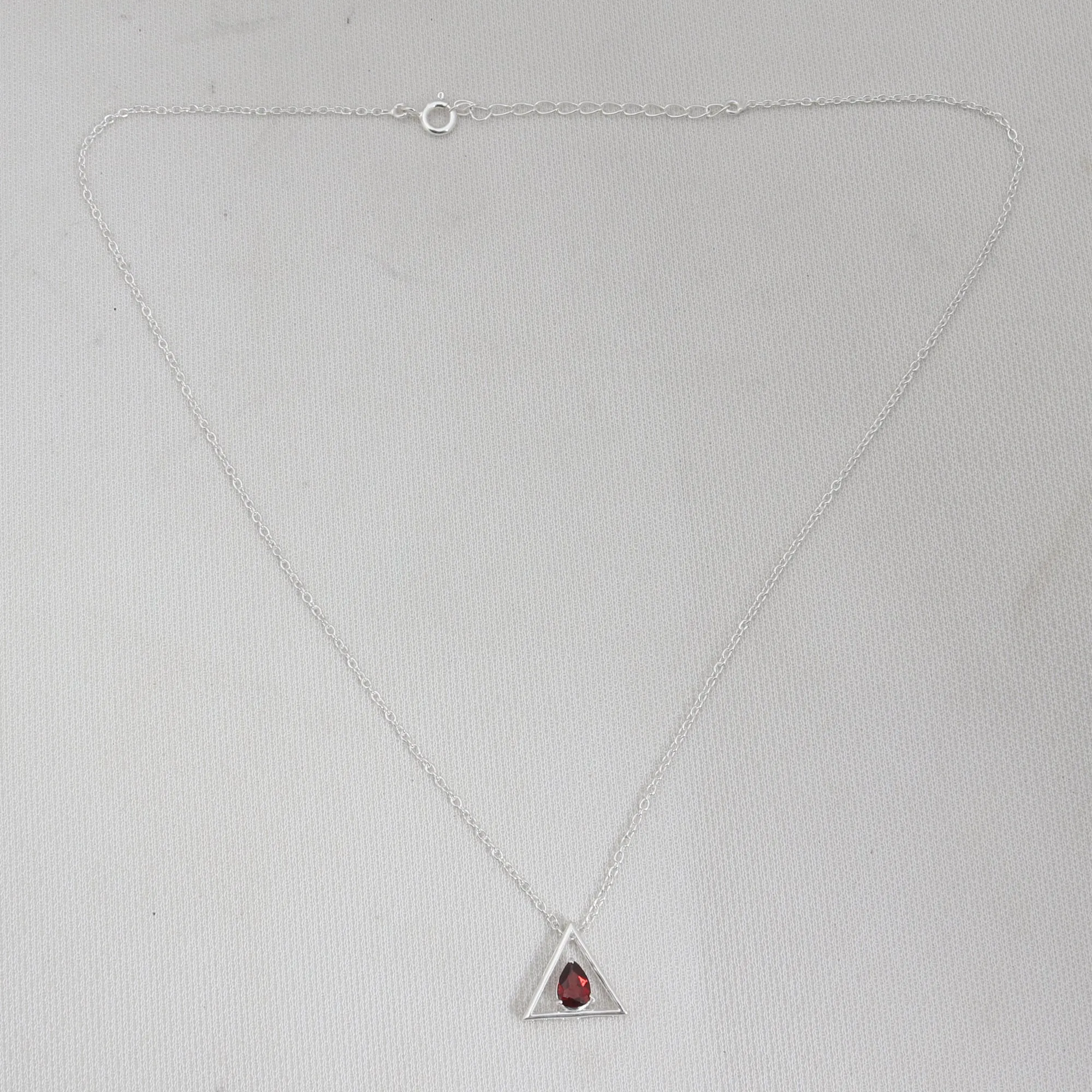 Garnet Silver Minimalist Necklace