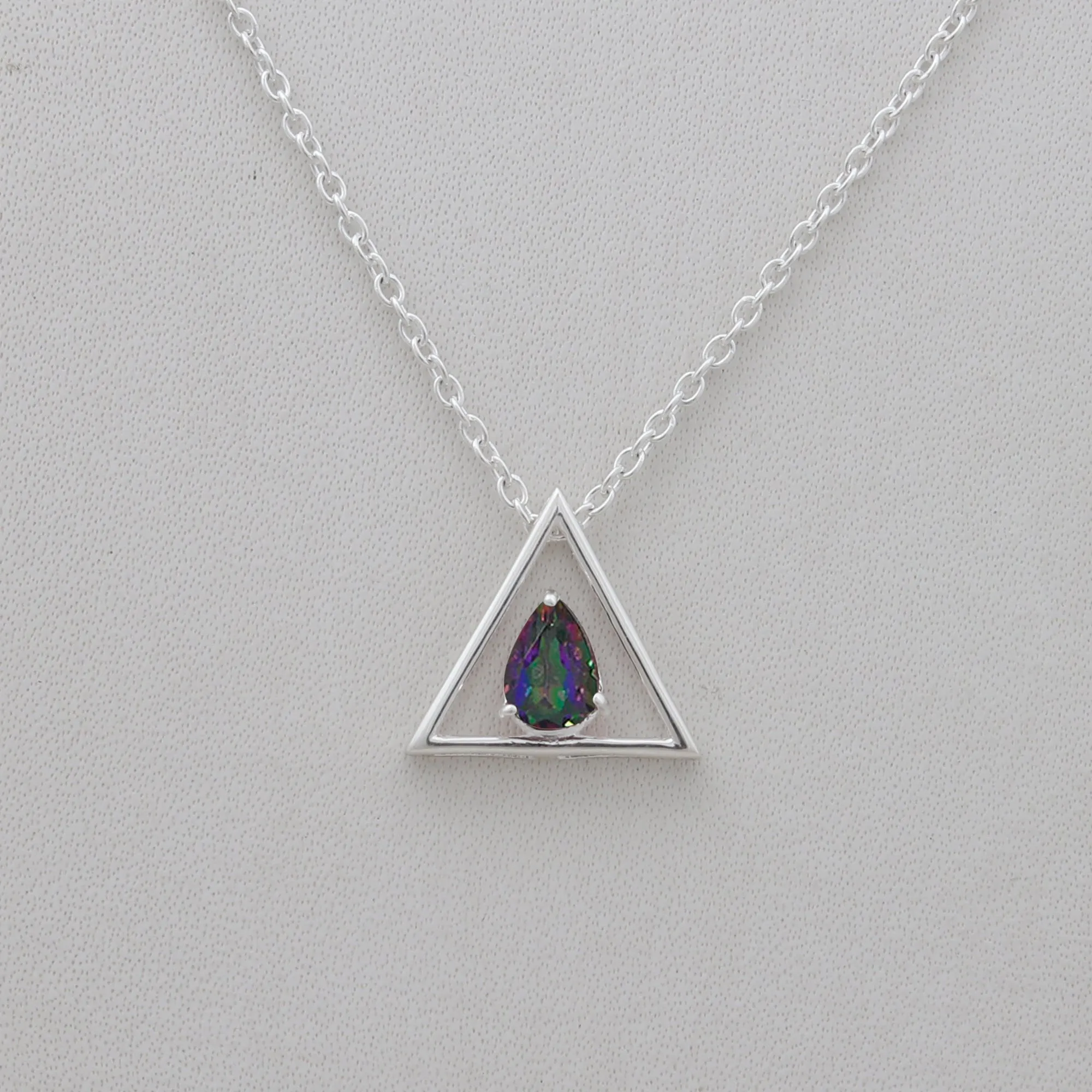 Garnet Silver Minimalist Necklace