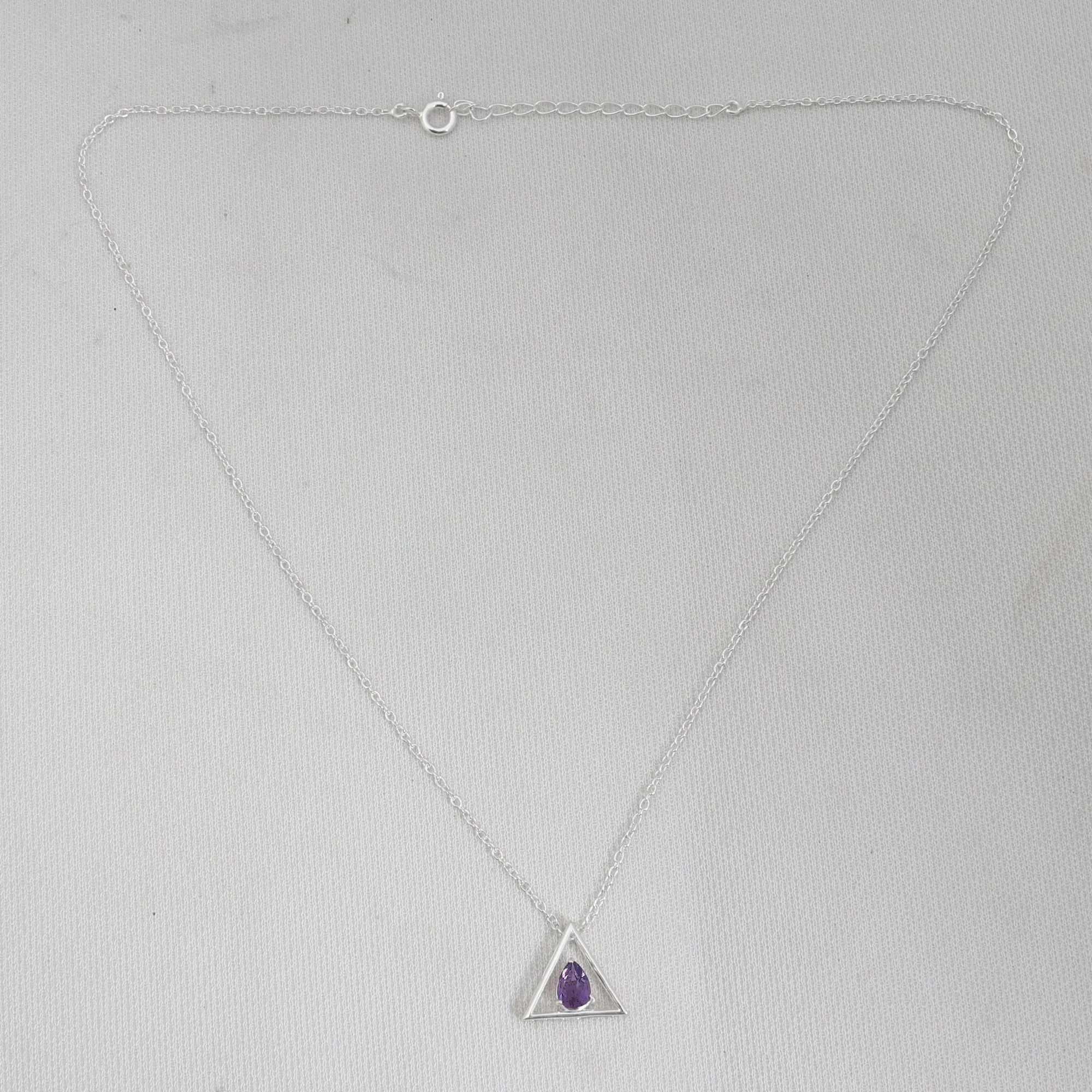 Garnet Silver Minimalist Necklace