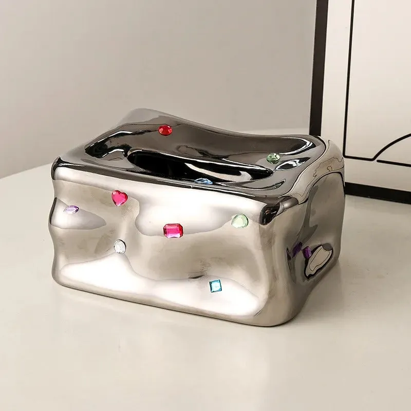 Gem Galore Ceramic Tissue Box