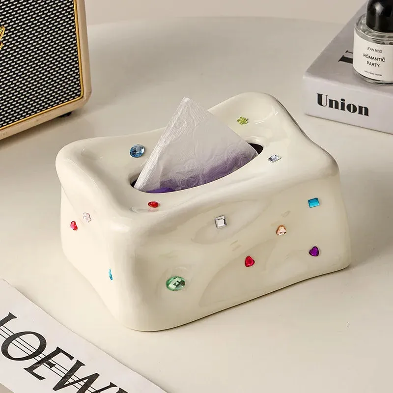 Gem Galore Ceramic Tissue Box