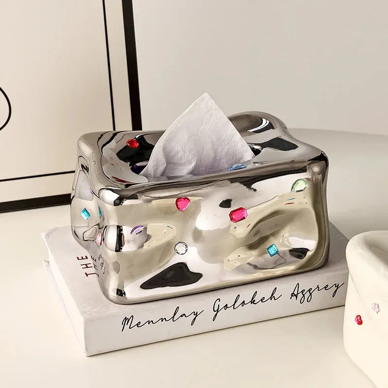 Gem Galore Ceramic Tissue Box