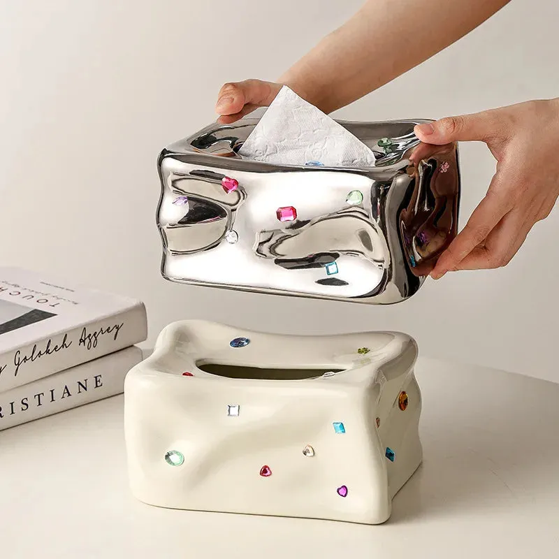 Gem Galore Ceramic Tissue Box