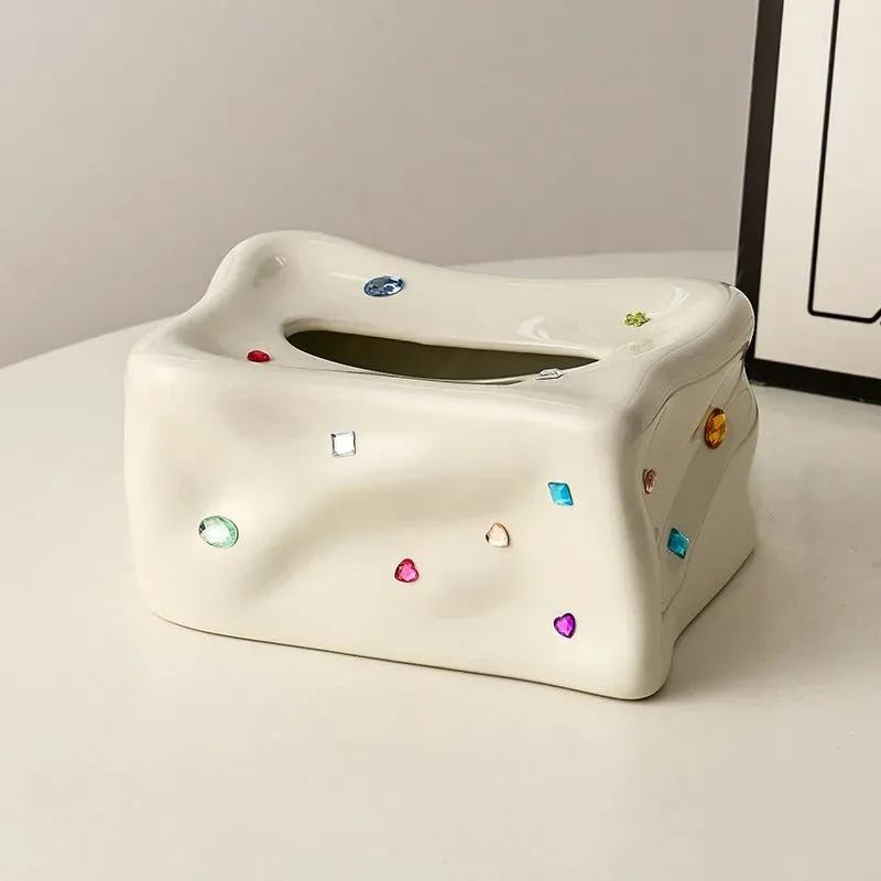 Gem Galore Ceramic Tissue Box