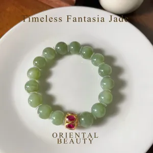 Genuine Siberian nephrite jade Bracelet - 12mm beads 6.75 inches