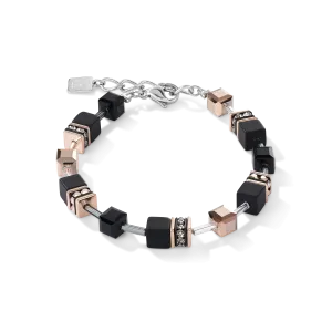 GeoCUBE® Bracelet onyx black-rose gold