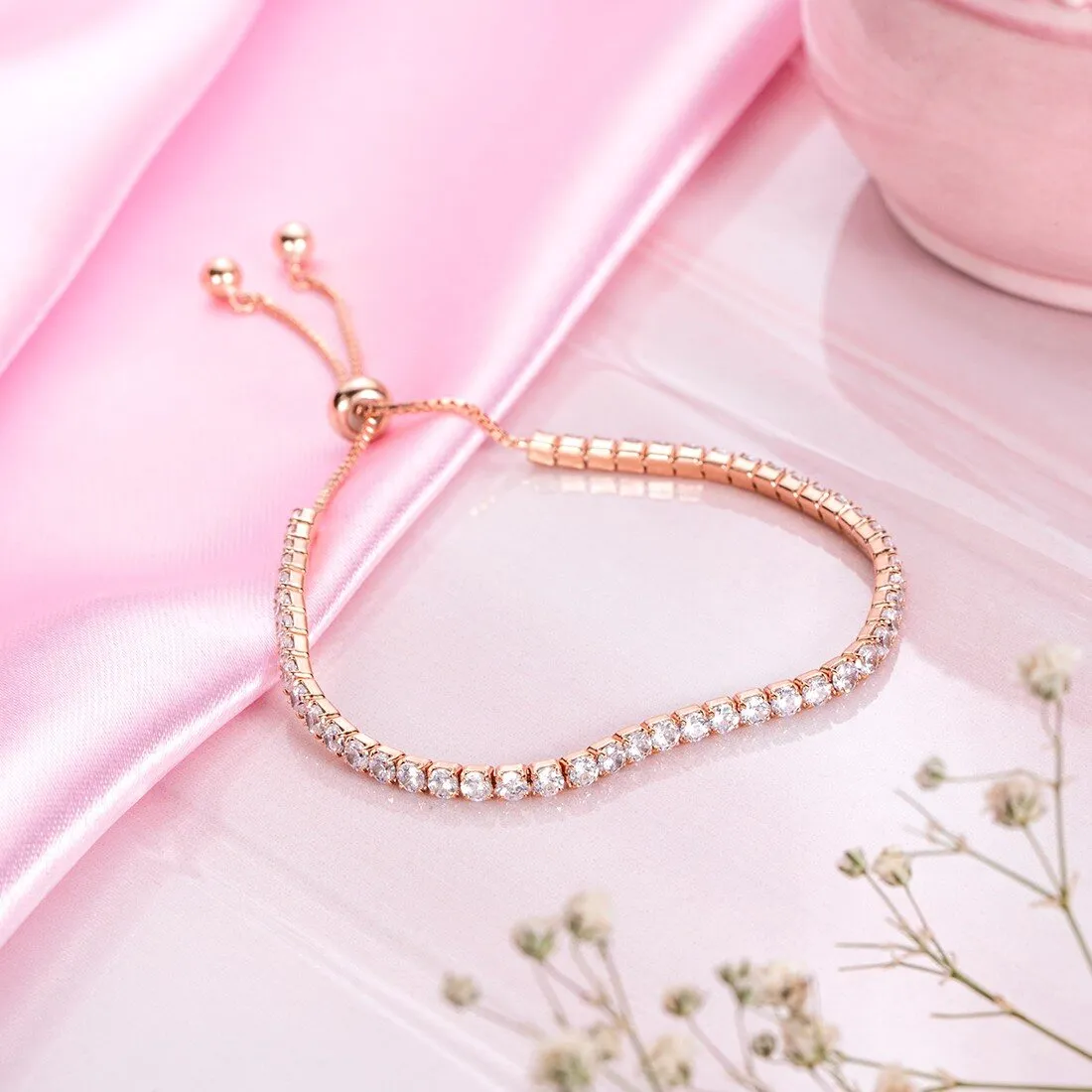 Glimmering Elegance One-Line CZ 925 Sterling Silver Bracelet