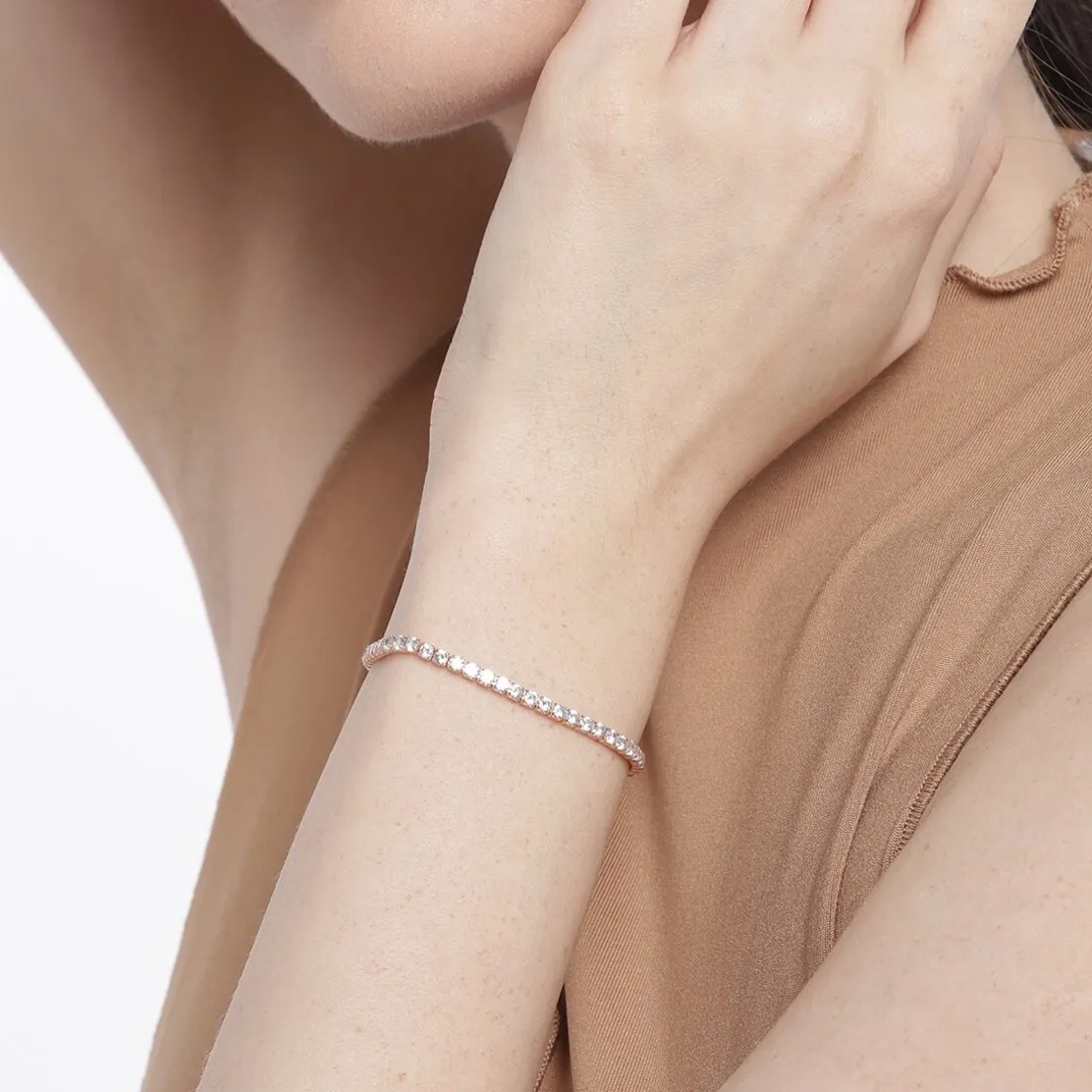 Glimmering Elegance One-Line CZ 925 Sterling Silver Bracelet