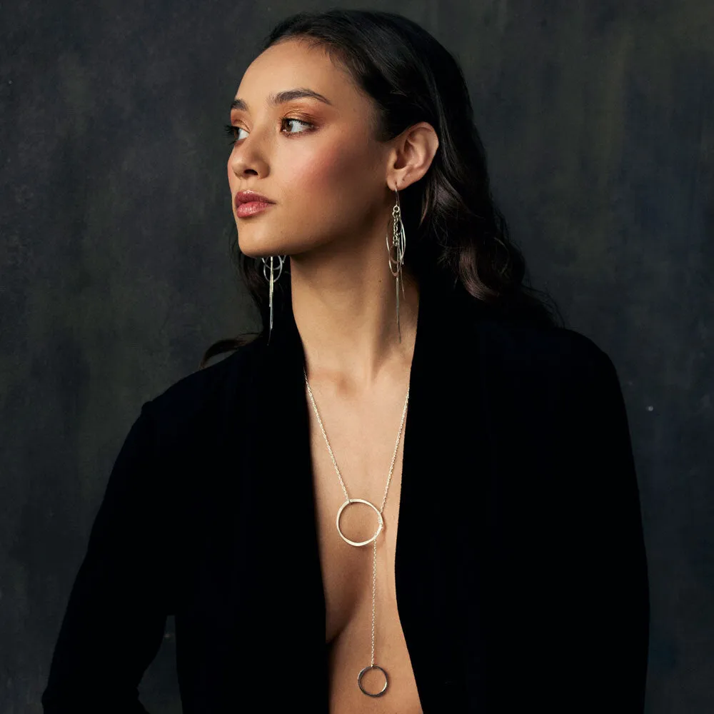 Gold Orbit Lariat Necklace
