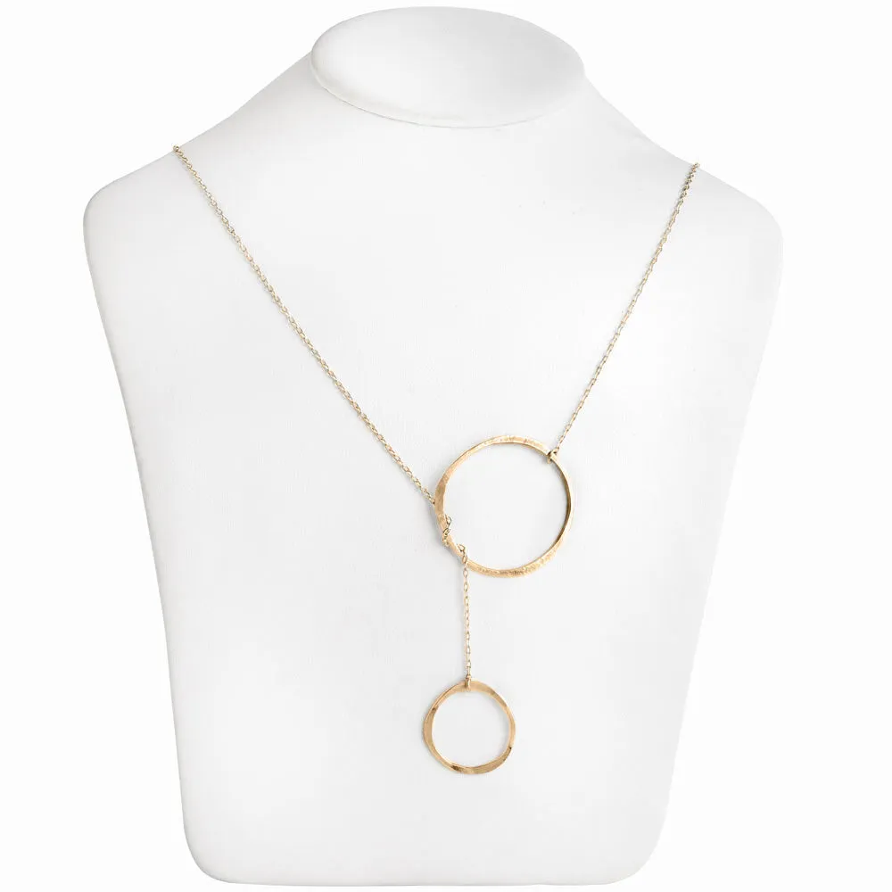 Gold Orbit Lariat Necklace