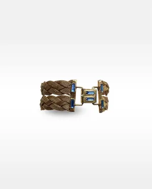 Gold Plated Sterling Silver 1930s Blue Rhinestone Bracelet