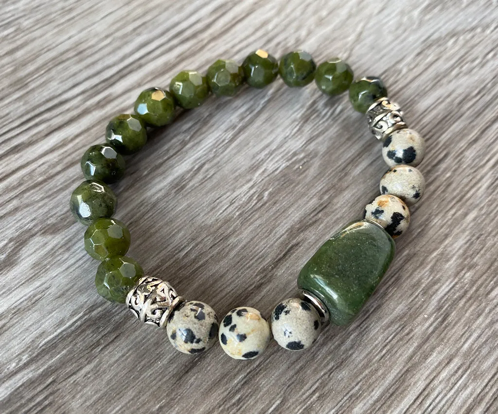 Green Anaconda Stretch Bracelet & Earring Set