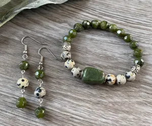 Green Anaconda Stretch Bracelet & Earring Set