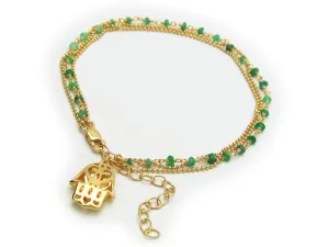 Green Jade Golden Hamsa Hand Bracelet