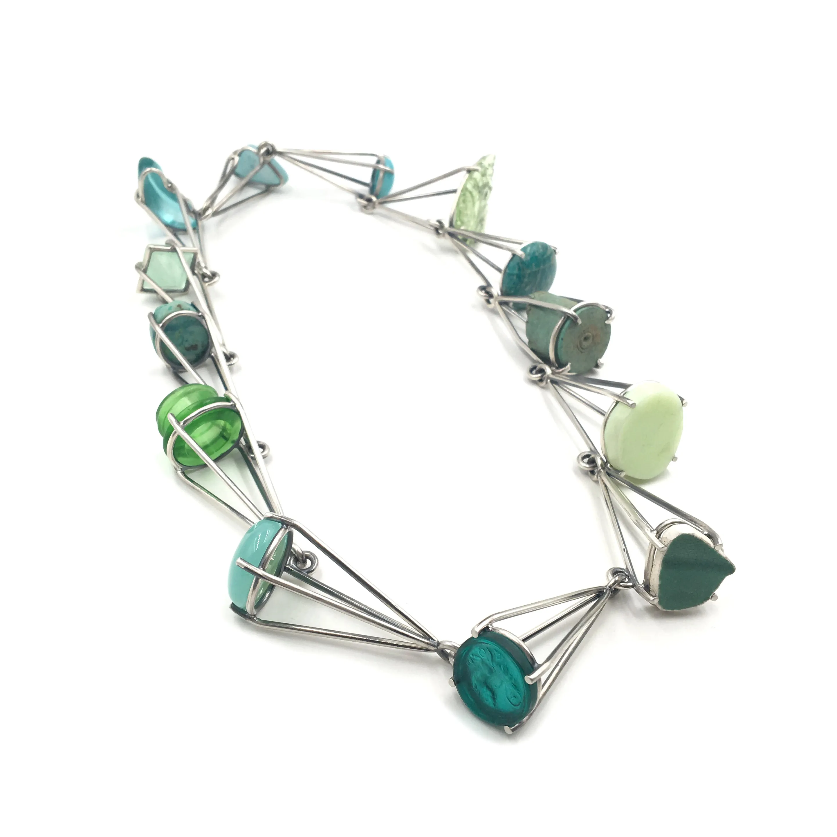 Green Prong Link Necklace