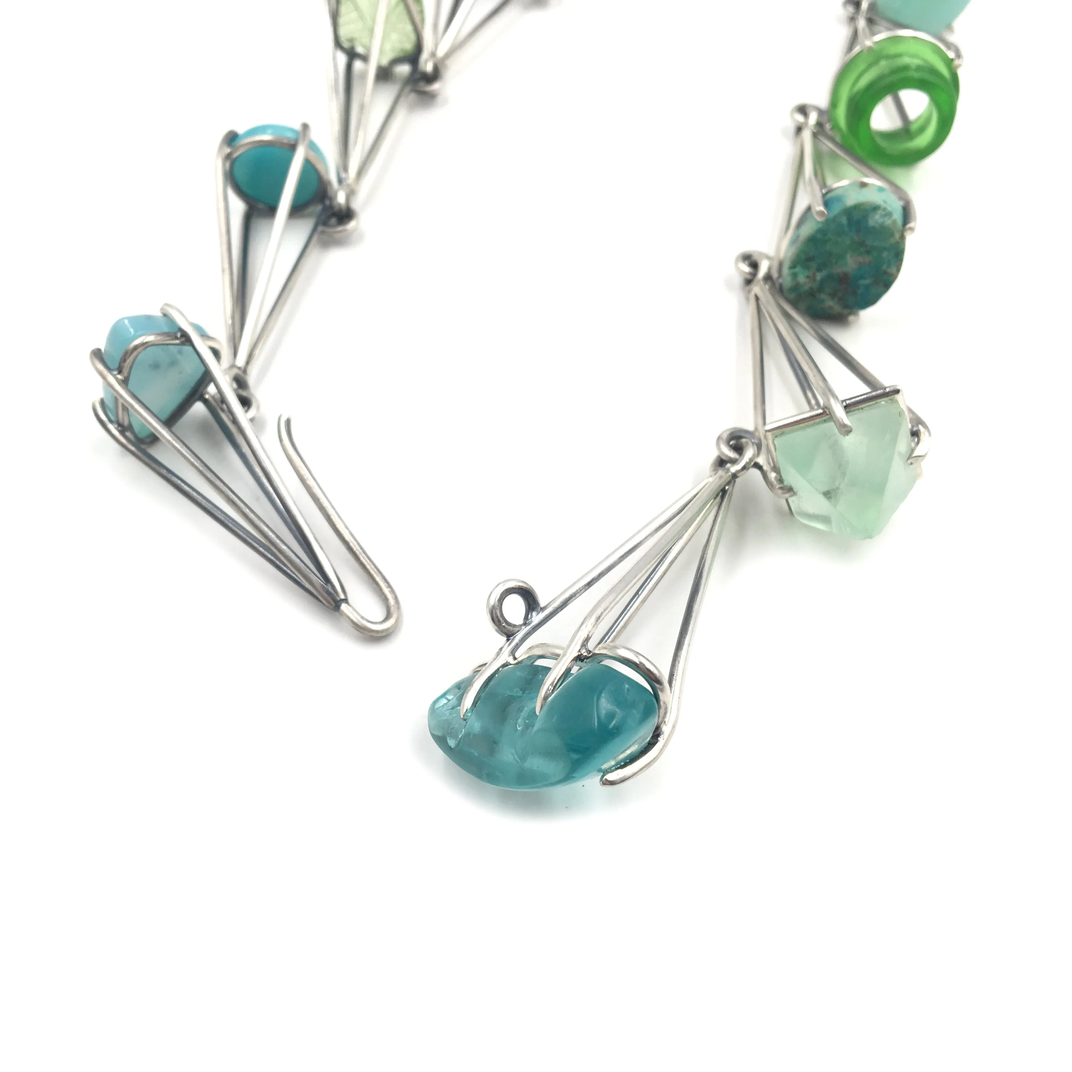 Green Prong Link Necklace