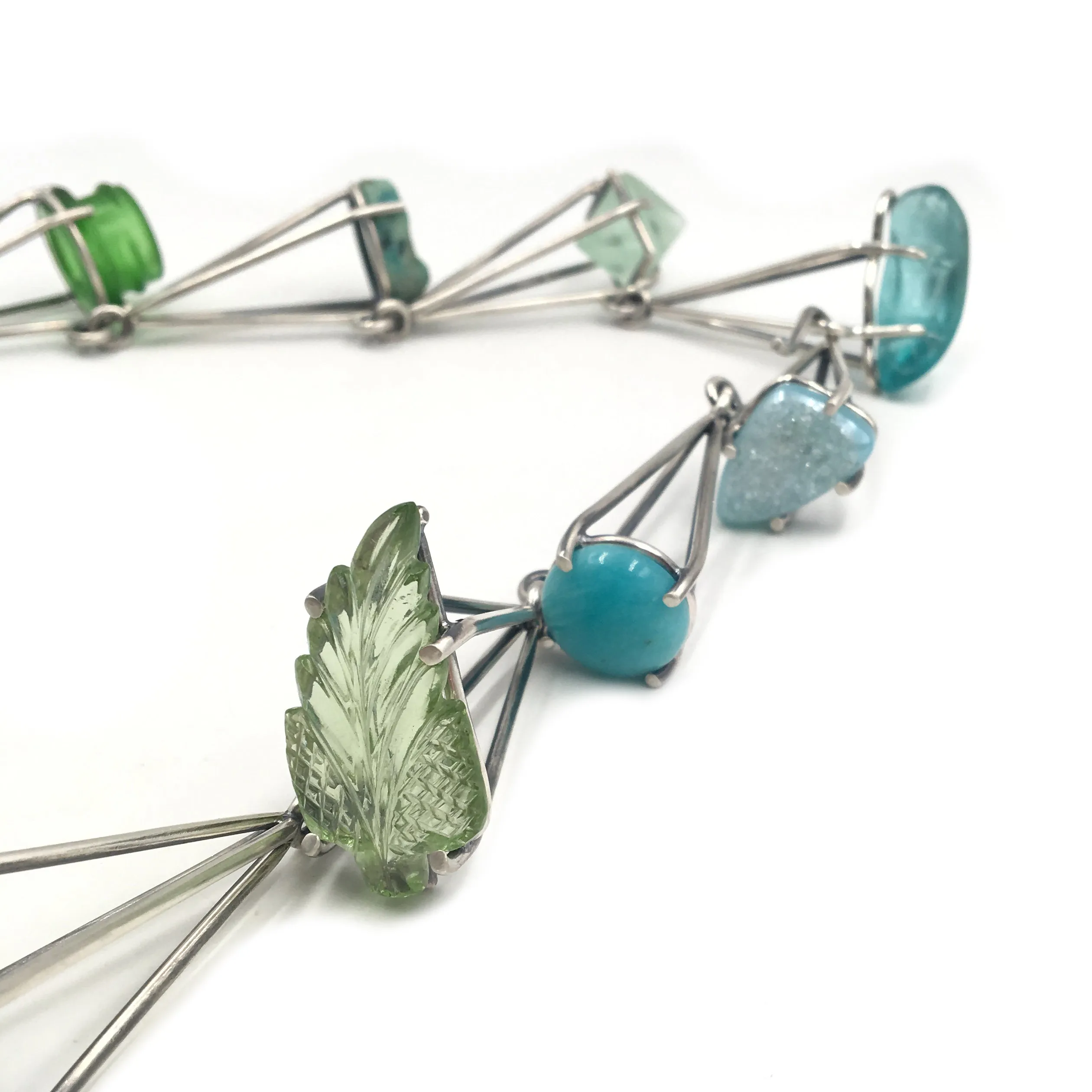 Green Prong Link Necklace