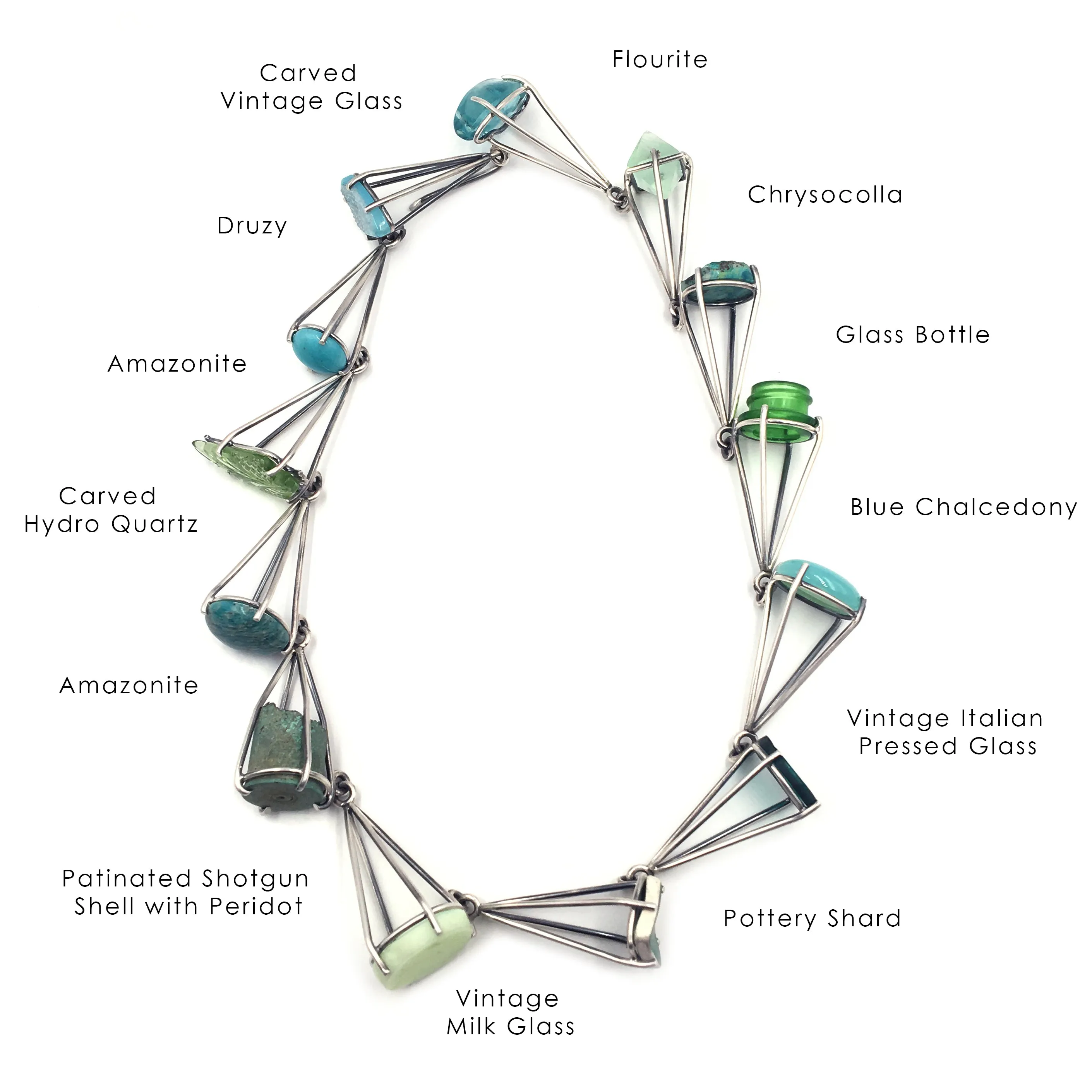 Green Prong Link Necklace