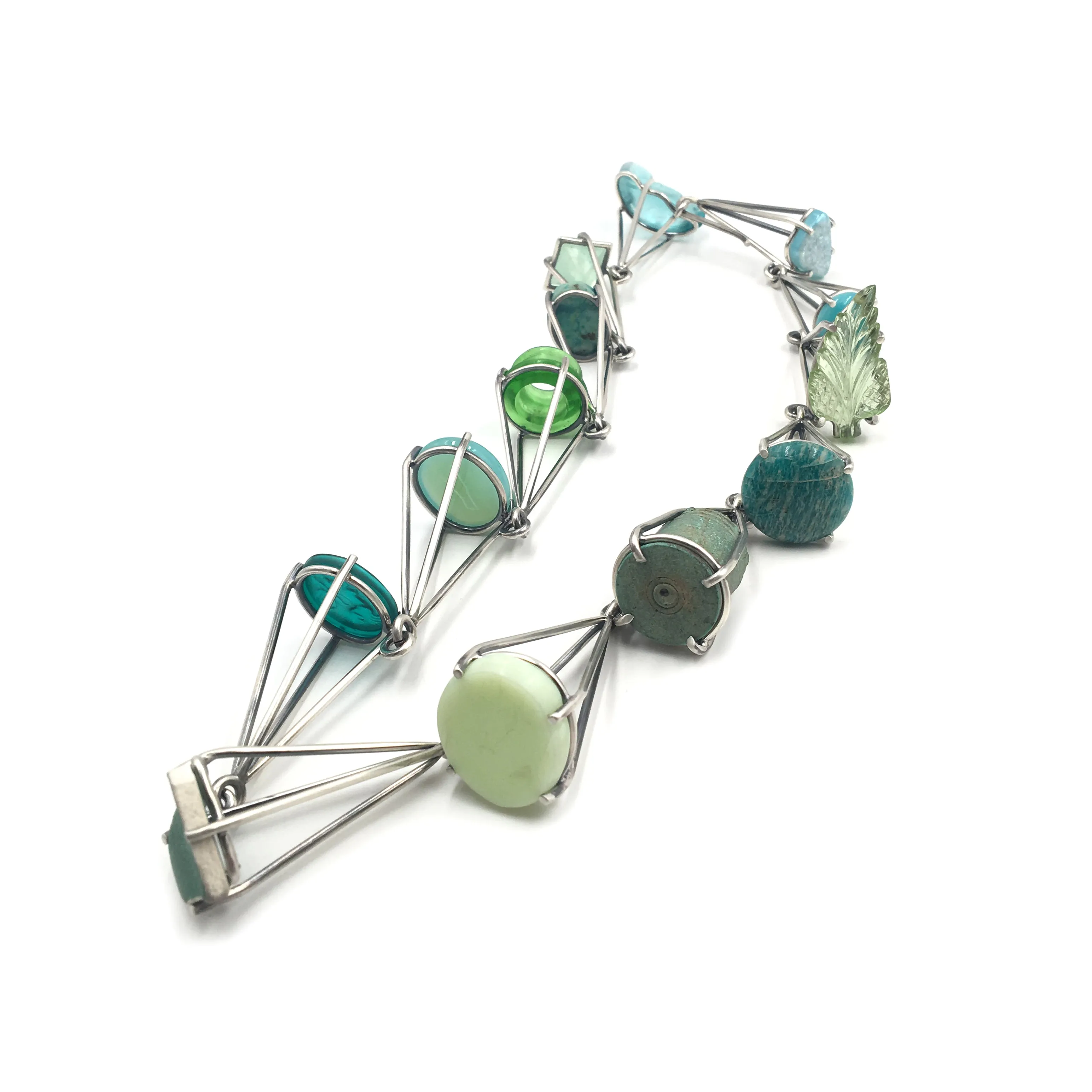 Green Prong Link Necklace