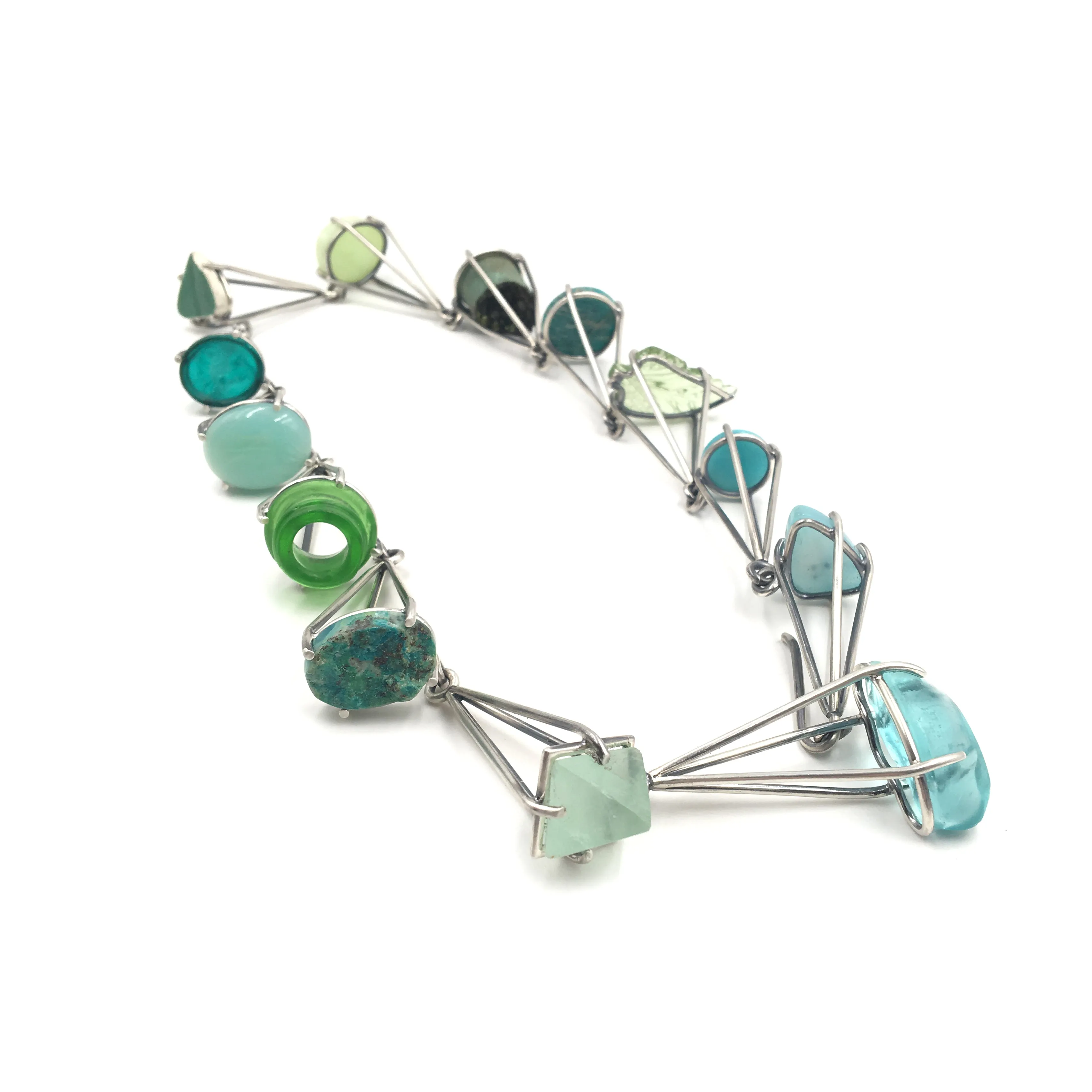 Green Prong Link Necklace