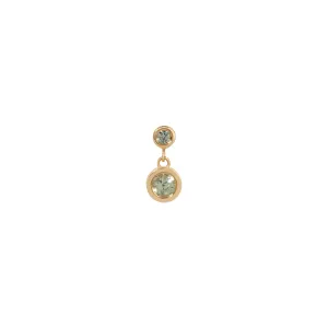 Green Sapphire 2 Bezel Dangle Earring (Single) (ready to ship option)*