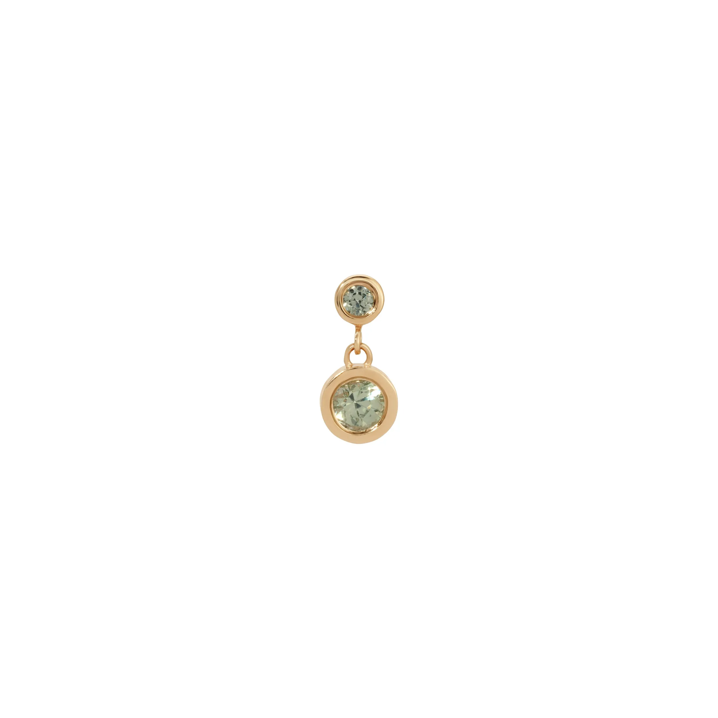 Green Sapphire 2 Bezel Dangle Earring (Single) (ready to ship option)*