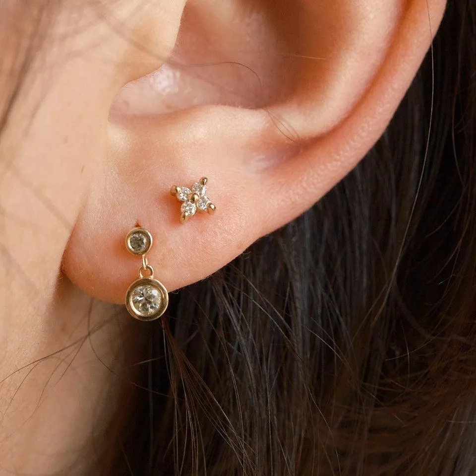 Green Sapphire 2 Bezel Dangle Earring (Single) (ready to ship option)*