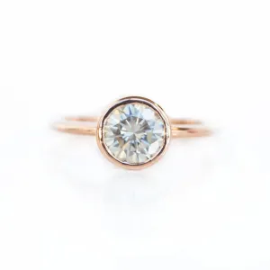 Grey Moissanite Rose Gold Bezel Set Solitaire Ring
