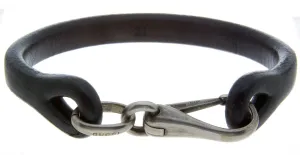 Gucci Men's Leather & Silver Bracelet