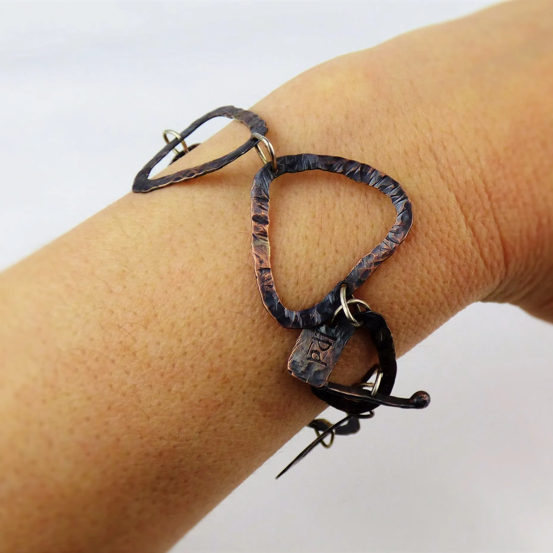 Hand Forged Blackened Copper Bracelet inspired by Alexander Calder