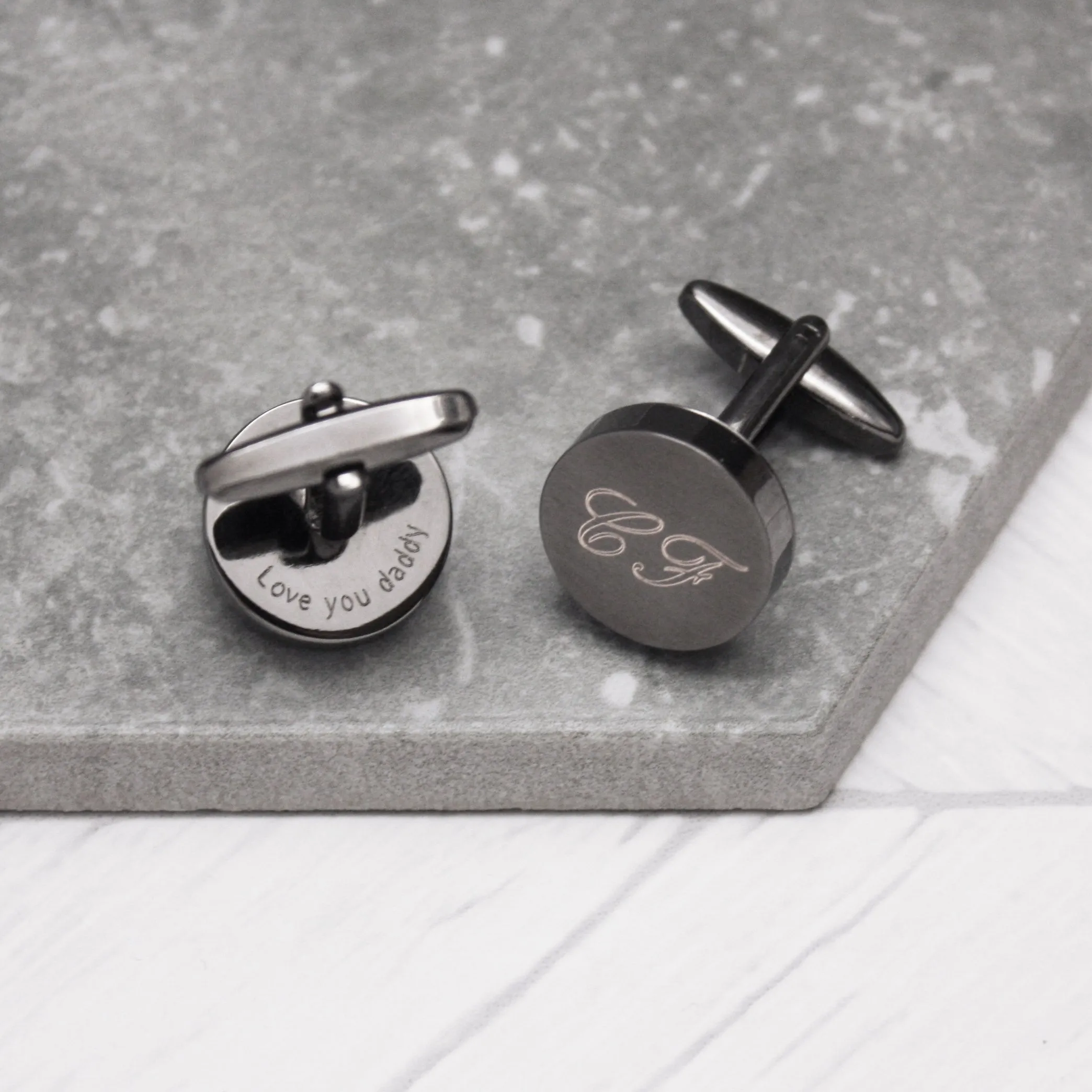 Hidden Coordinates Twist Walnut Cufflinks