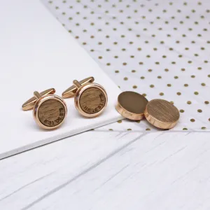 Hidden Coordinates Twist Walnut Cufflinks
