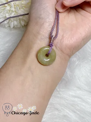 Icy Yellow Handmade Pingan Kou Brings Luck and Safety Natural Grade A Authentic Untreated Burma Jadeite Jade Feicui