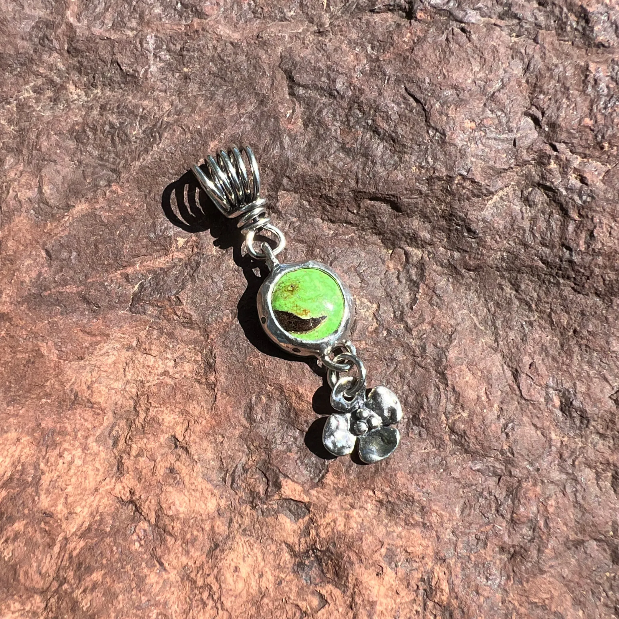 Jade, Labradorite, or Gaspeite Pendant with Dogwood Flower Drop