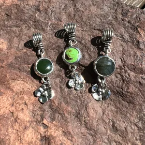 Jade, Labradorite, or Gaspeite Pendant with Dogwood Flower Drop
