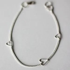 Jane Hollinger Honey Sterling Silver Bracelet with 3 Hearts