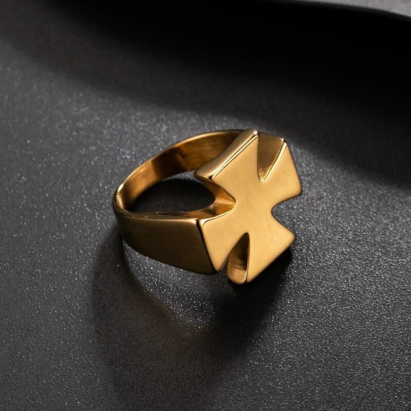 Knights Templar Commandery Ring - Stainless Steel Polished Signet [Silver, Black, Gold]