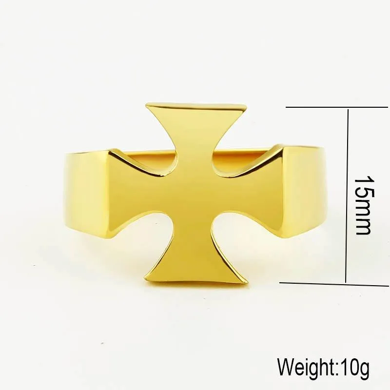 Knights Templar Commandery Ring - Stainless Steel Polished Signet [Silver, Black, Gold]