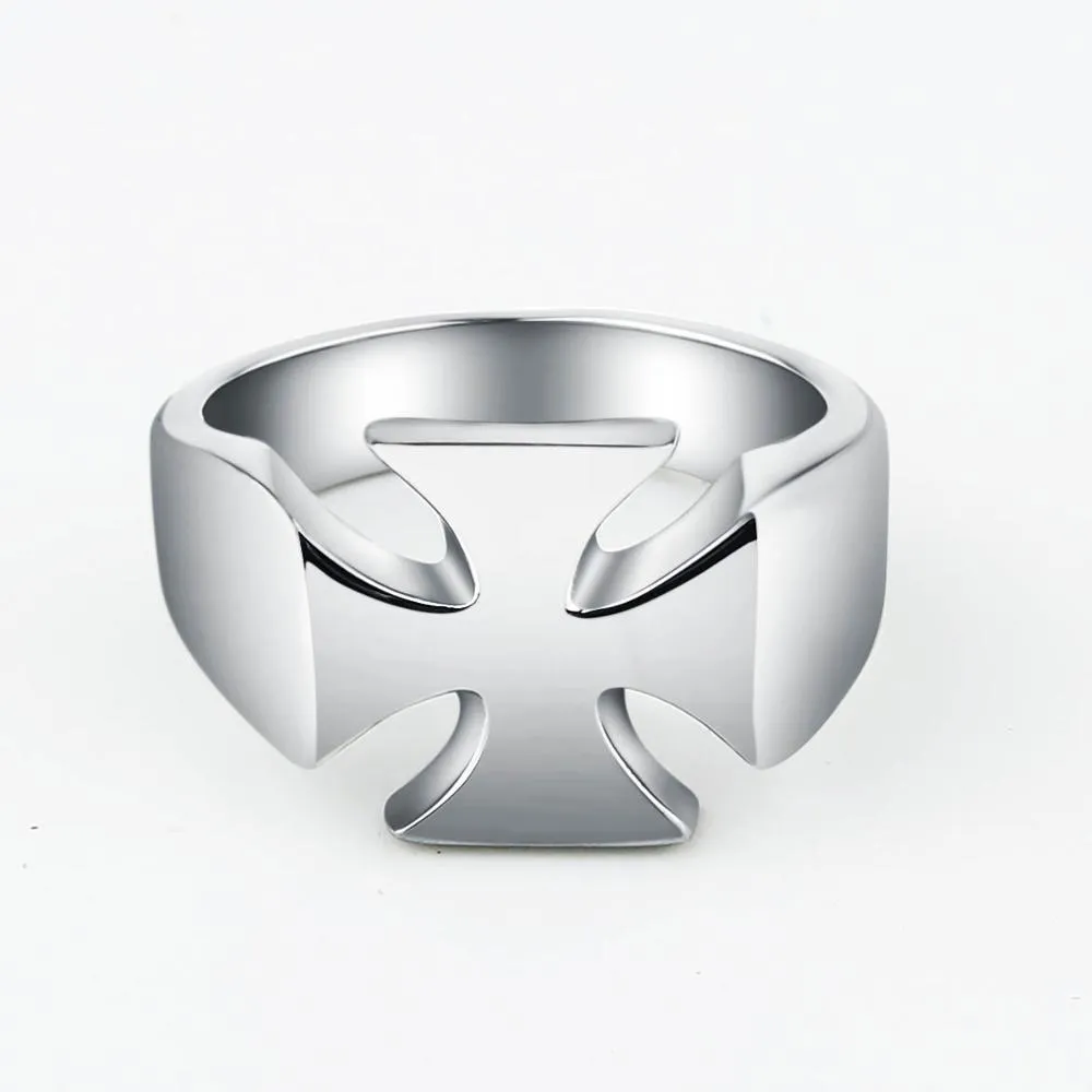 Knights Templar Commandery Ring - Stainless Steel Polished Signet [Silver, Black, Gold]