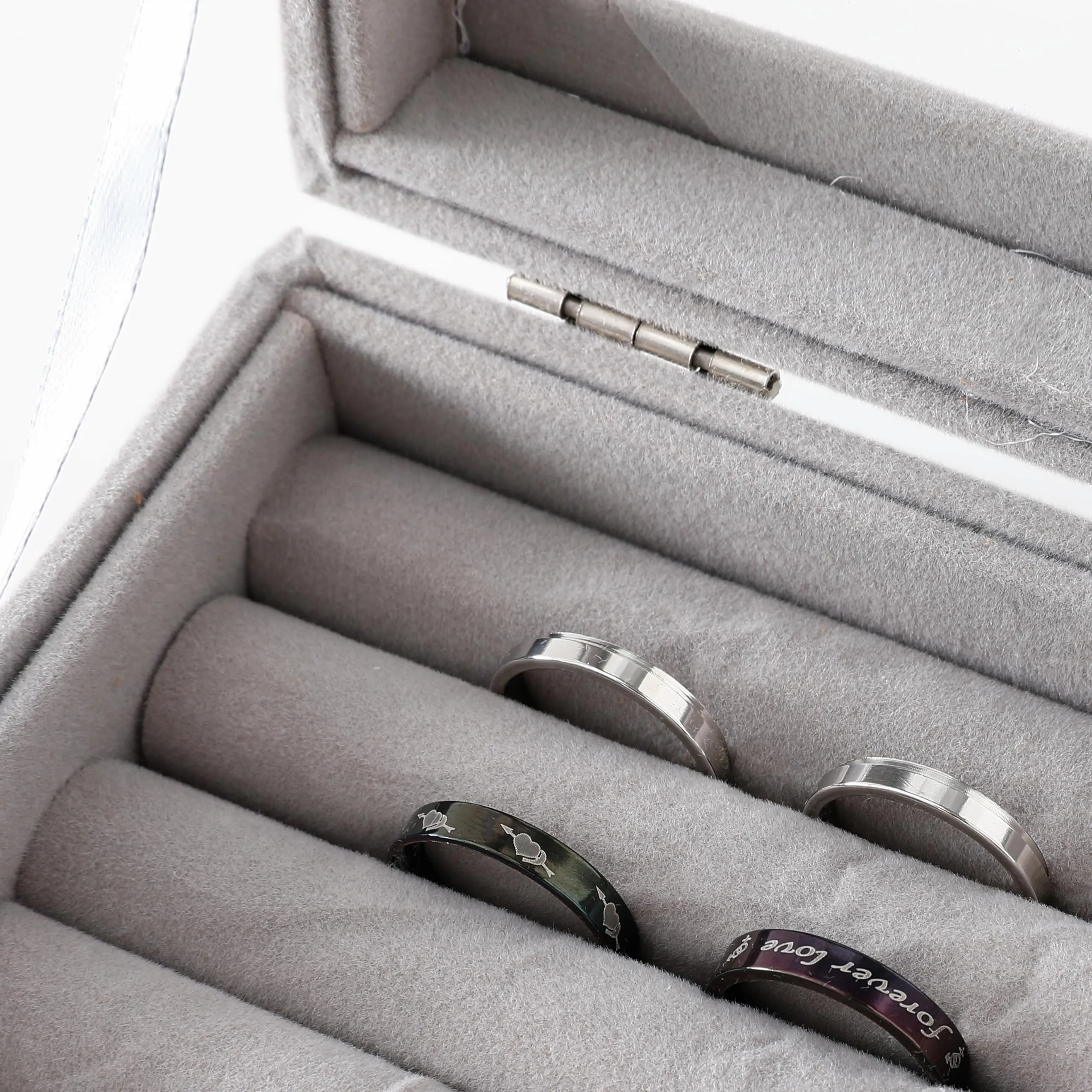 Kuber Industries Pack of 5 Velvet Jewelry Box Organizer | Jewelry Storage Box | Jewelry Organizer | Showcase Holder Dresser Organizer for Earring Necklace Bracelet Ring |YXX-016 | Grey